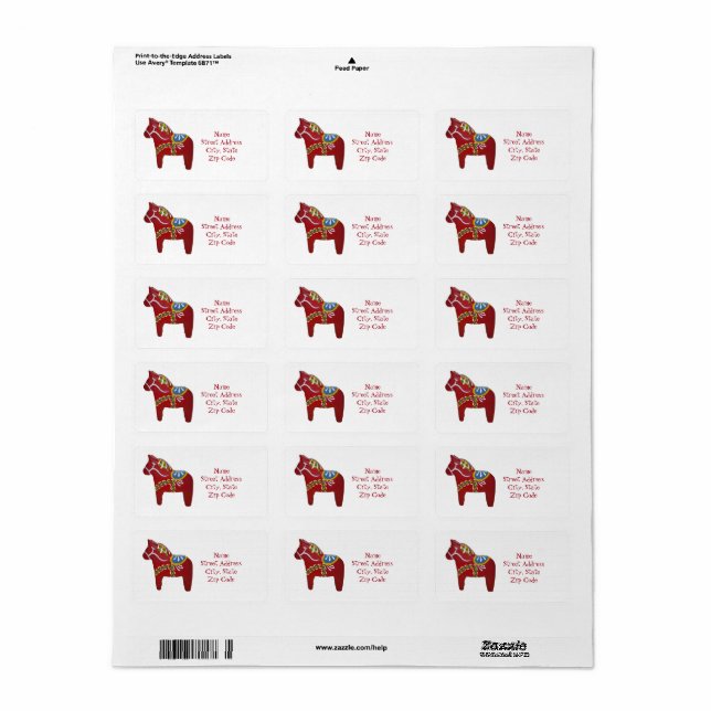 Dala Horse von Julia Persson Morrill Adressaufkleber (Vorne)