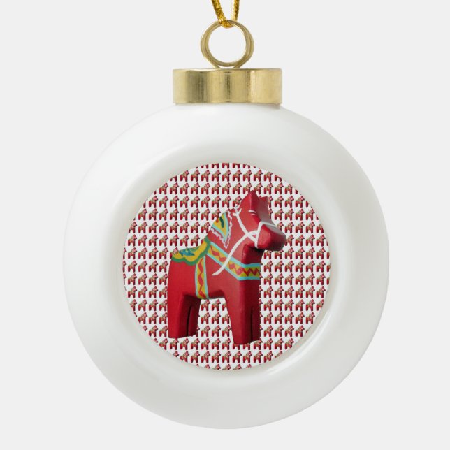 Dala Horse Weihnachtsschmuck Keramik Kugel-Ornament (Vorderseite)