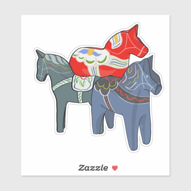 Dala Horses Aufkleber (Blatt)