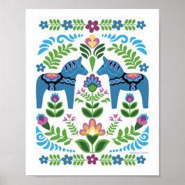 Dala Horses Blue Poster
