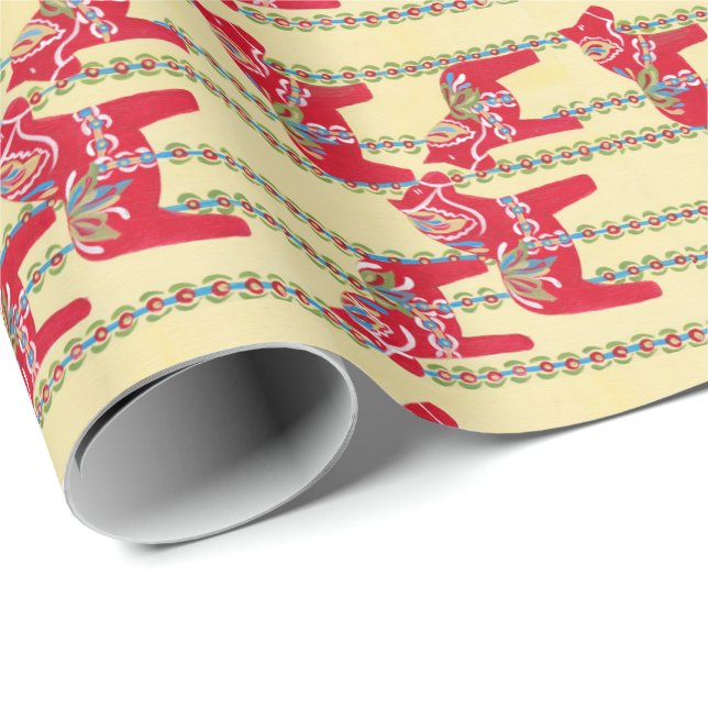 Dala Horses Geschenkpapier (Rolleneckpunkt)