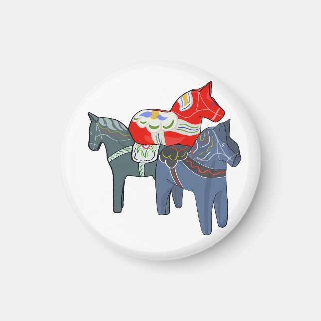 Dala Horses Square Magnet (Vorne)