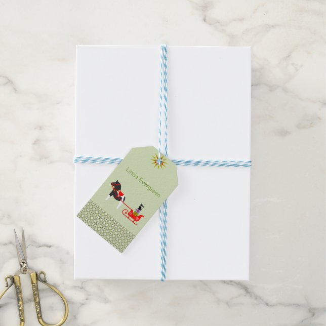 Dala Pferd im Grünen und Roten Winter Geschenkanhänger (Mit Garn)