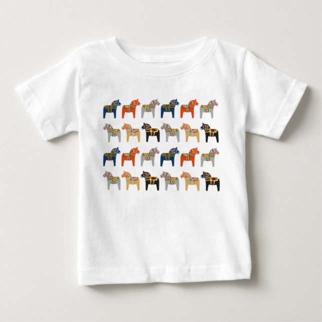 Dala Pferd Schwedisches Volksmuster Baby T-shirt (Vorderseite)