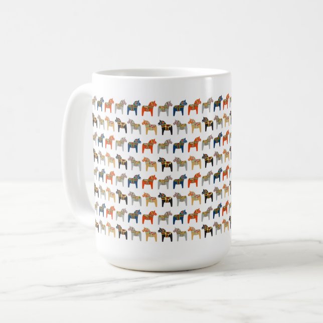 Dala Pferd Schwedisches Volksmuster Kaffeetasse (Vorderseite Links)