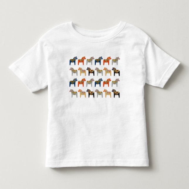 Dala Pferd Schwedisches Volksmuster Kleinkind T-shirt (Vorderseite)