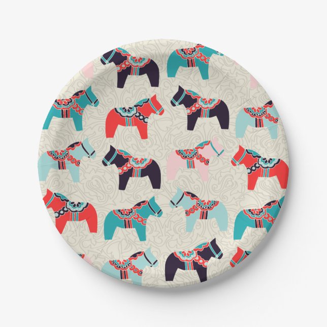 Dala Pferde Papier Teller (Vorderseite)