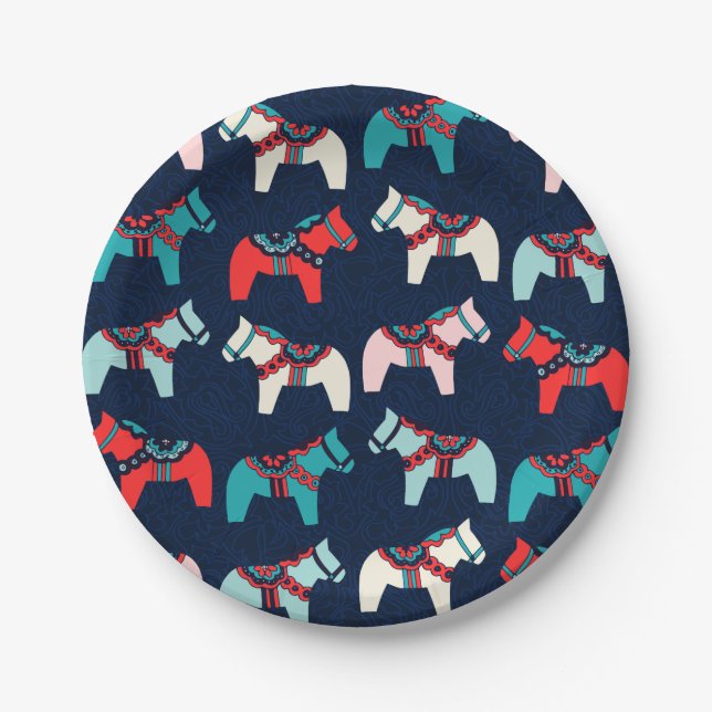 Dala Pferde Papier Teller (Vorderseite)