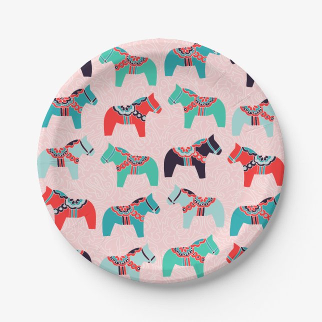 Dala Pferde Papier Teller (Vorderseite)