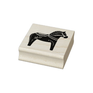 Dala Volkspferd, Black Folk Pferd Silhouette Gummistempel