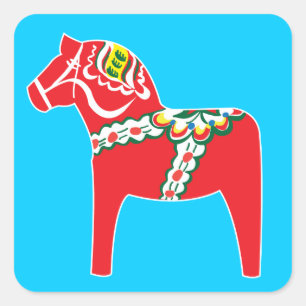 Dalahäst Dala Pferd Quadratischer Aufkleber