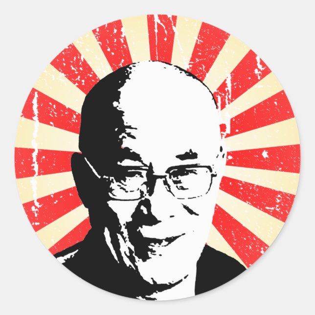 Dalai Lama Runder Aufkleber (Vorderseite)