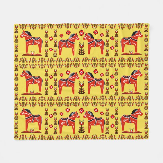 Dalavolk, nordisch/norwegisch, rot/gelb fleecedecke (Vorderseite (Horizontal))