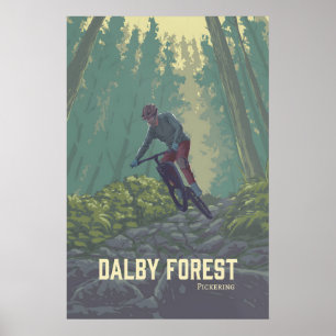 Dalby Forest Mountainbike-Reiseplakat Poster