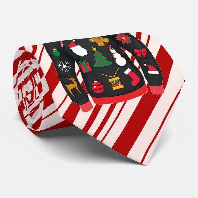 Dale Christmas Collection Rot und Weiß Sweater Krawatte (Gerollt)