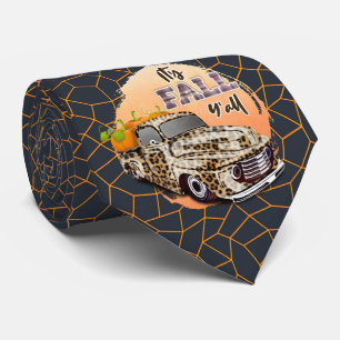 Dale It's Fall Y'all on Black & Orange Neck Tie Krawatte