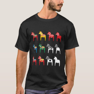 Dalecarlian Dalarna Bunte schwedische Dala Pferde T-Shirt