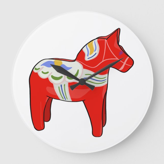 Dalecarlisches Pferd Große Wanduhr (Vorderseite)