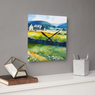 "Dalehaven" weite Landschaft Yorkshire Dales Scene Quadratische Wanduhr
