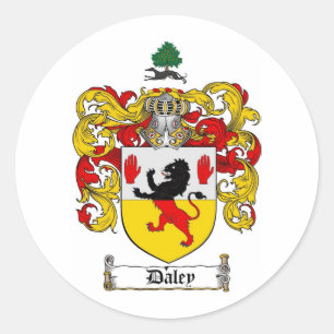 DALEY-FAMILIENWAPPEN - WALDBÜCHER RUNDER AUFKLEBER