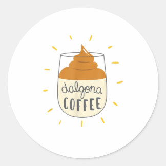 Dalgona Coffee Illustration TShirt Runder Aufkleber
