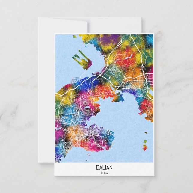 Dalian China City Map Dankeskarte (Vorderseite)