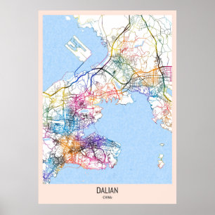 Dalian China City Map Poster
