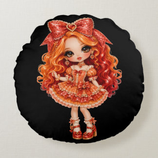 dall glam rotes Haar Rundes Kissen