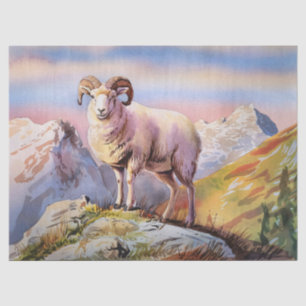Dall-Schaf-Widder auf einer majestätischen Bergdek Seidenpapier