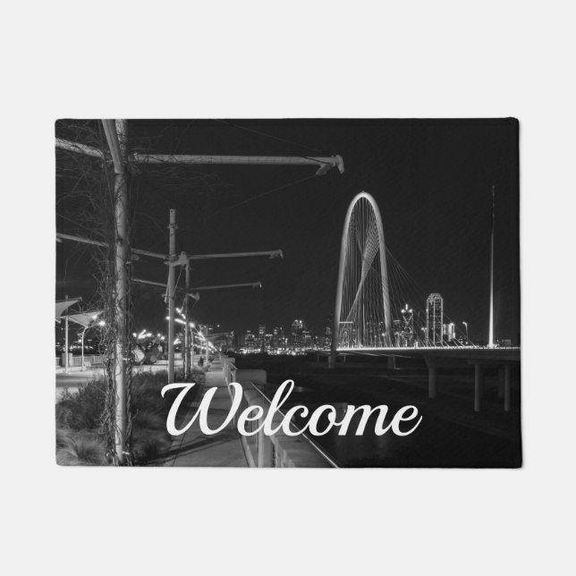 Dallas Abend Walk Grayscale Welcome Doormat Fußmatte (Vorderseite)