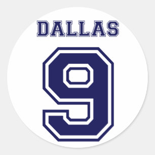 DALLAS BLUE NUMMER NINE RUNDER AUFKLEBER