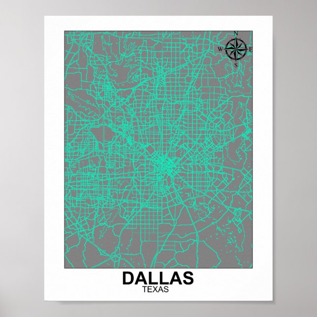 Dallas City Map Poster (Vorne)