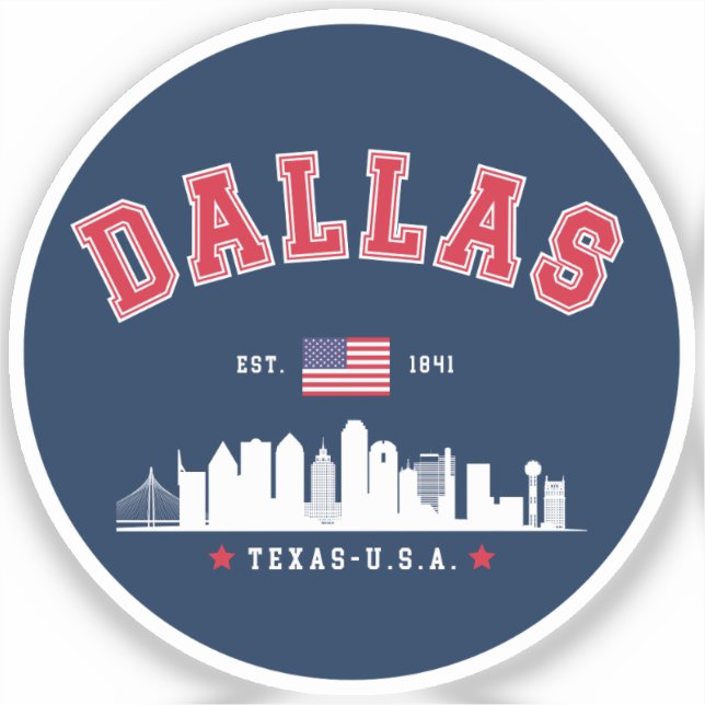 Dallas Cityline – Modern Texas Vibes Aufkleber (Vorderseite)