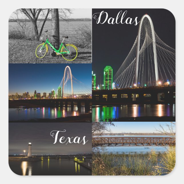 Dallas Collage Quadratischer Aufkleber (Vorderseite)
