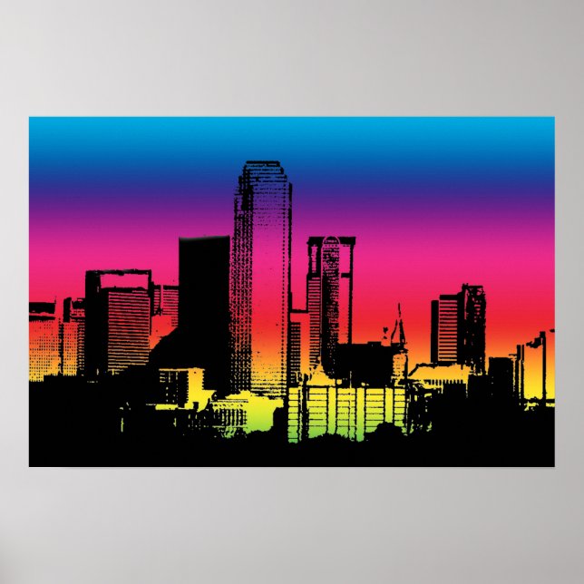 Dallas Color Skyline Poster (Vorne)