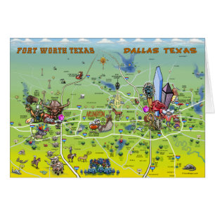 Dallas Fort Worth Cartoon Karte