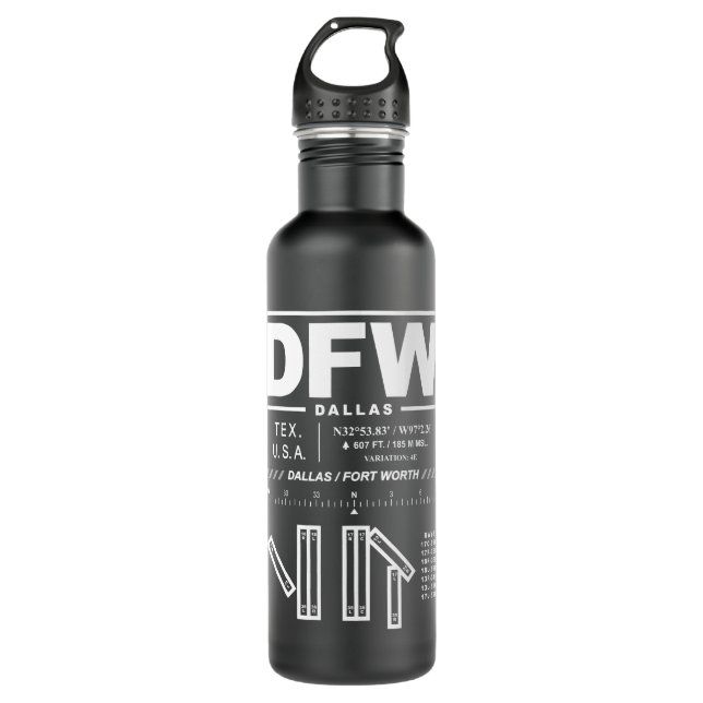 Dallas Fort Worth Int'l Airport DFW Edelstahlflasche (Vorderseite)