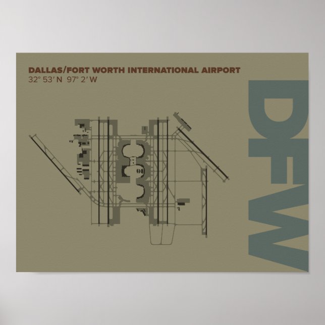 Dallas/Ft. Affiche du diagramme de Worth Airport ( (Devant)