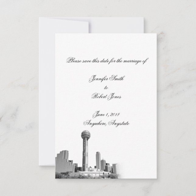 Dallas Hochzeit in Urlaubsort Save the Date (Vorderseite)