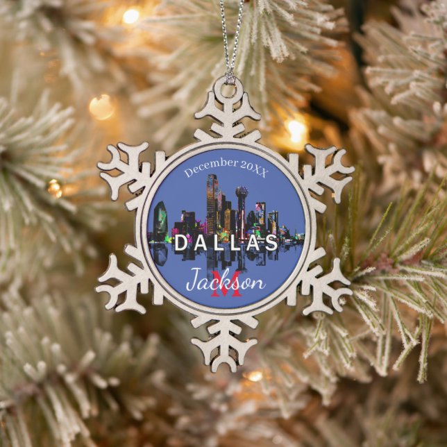 Dallas in Graffiti Schneeflocken Zinn-Ornament (Baum)