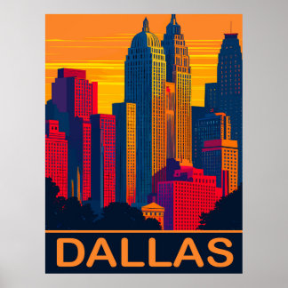 Dallas in lebhaften Farben, Reisen Poster