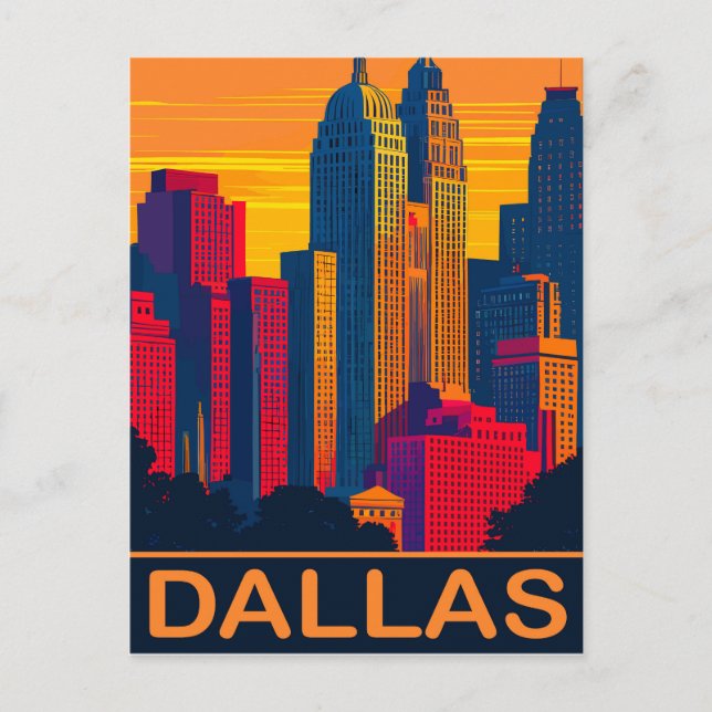 Dallas in lebhaften Farben, Reisen Postkarte (Vorderseite)