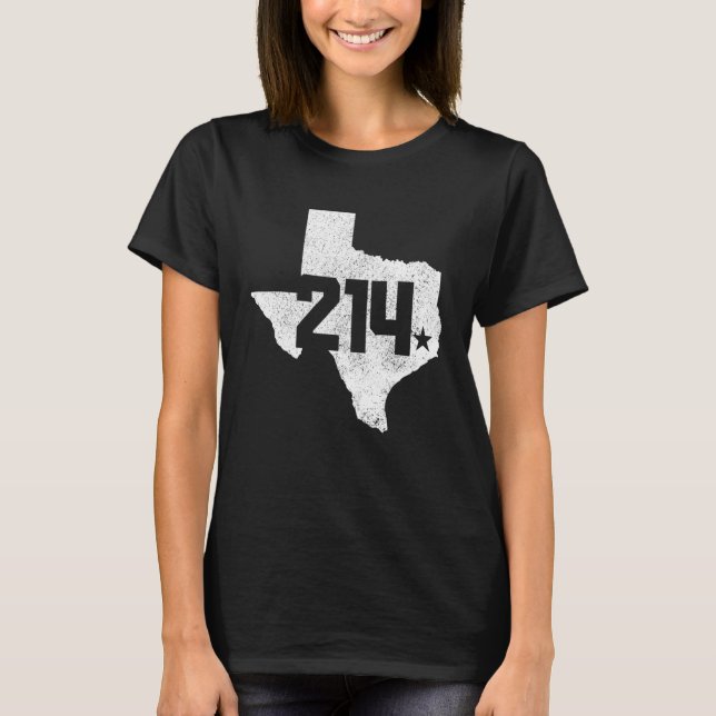 Dallas Landkreis 214 Area Code Texas Sate Map Prid T-Shirt (Vorderseite)