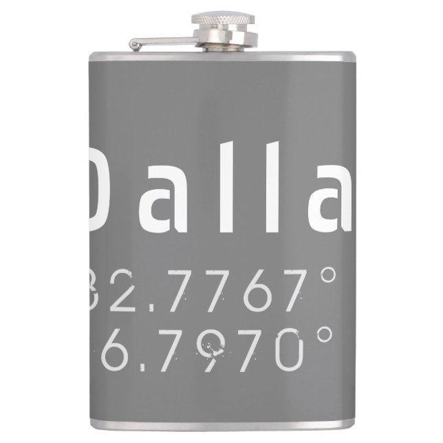 Dallas Latitude und Länge Flachmann (Vorderseite)