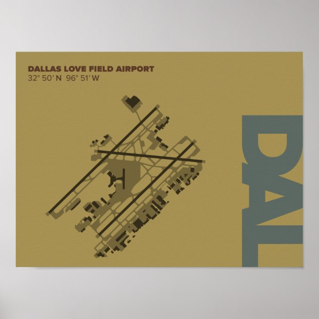 Dallas Liebe Field Airport (DAL) Diagramm Poster (Vorne)