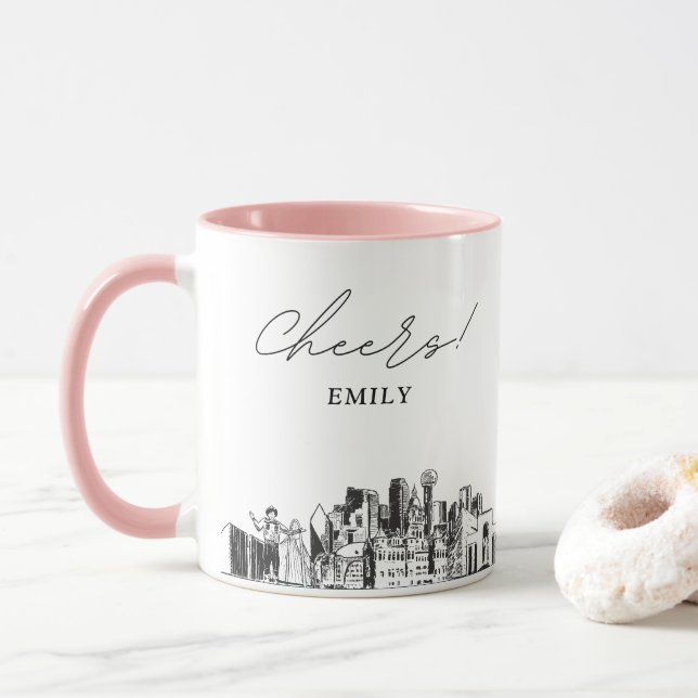 Dallas Mariage personnalisé café Mug (Avec donut)