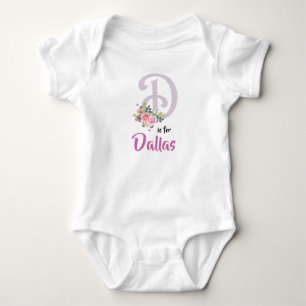 Dallas Name Baby Outfit Letter D Romper Floral Strampler
