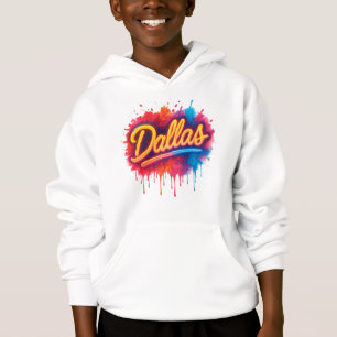 Dallas Neon Street Art Splash - Retro Vibrannt Cit Hoodie