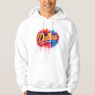 Dallas Neon Street Art Splash - Retro Vibrannt Cit Hoodie