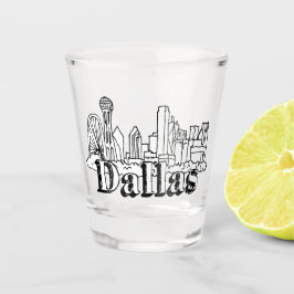 Dallas Skyline Art Design Dallas Skyline Design Schnapsglas